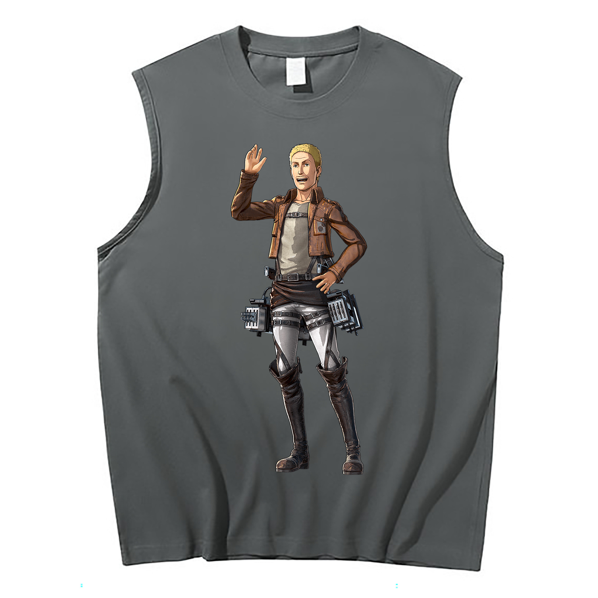 （画像用） 進撃の巨人 ハンネス Attack on Titan Hannes コットン100％タンクトップ（フロントプリント）